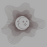 Decorative logo with sunburst design and face-like center on a gray background